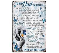 XIAOQIU Targa vintage in latta con scritta in lingua inglese "to my dad in heaven you held my hand when I was small butte", targa in metallo per bar pub, decorazione da parete retrò vintage 20,3 x