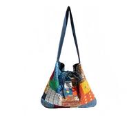 XIAOQIXI Bohème - Borsa a tracolla da donna in tela con motivo patchwork su entrambi i lati, stile vintage, adatta per vacanze e uso quotidiano, Come mostrato nell'immagine, 44×35×2cm