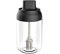 XiaoShenLu Bottiglia per olio con contenitore per condimenti a pennello per olio in silicone 250 ml, nero