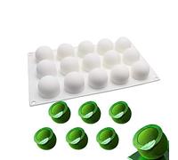 XiaoShenLu stampi in silicone per dolci, stampi silicone per Bigné,Pudding e Cubi di Ghiaccio, 15 fori Forma di centrali sferici, bianco
