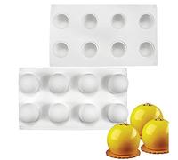 XiaoShenLu Stampo per torta in mousse in silicone, mousse per dessert Bakeware Stampo per candela con sapone al cioccolato fai-da-te, 8 fori Sfera sferica
