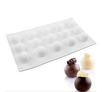 XiaoShenLu Stampo Silicone Torta per Bigné,Pudding e Cubi di Ghiaccio, 15 Fori Forma di sferici, Bianco
