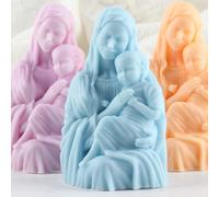 XIAOSHUI Stampi per candele Vergine Maria, Madrina benedetta con Gesù bambino, stampo in silicone per candele per realizzare candele in resina per aromaterapia, gesso, decorazione per la casa