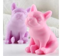 XIAOSHUI Stampo in silicone a forma di bulldog 3D a forma di cane stampo per candele a forma di animale per la produzione di candele in resina per aromaterapia gesso cera argilla mestiere