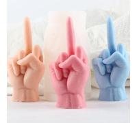XIAOSHUI Stampo in silicone per candele a dito medio, stampo per candele con gesto, stampi per resina fai da te, compatibile con paraffina, gel, cera d'api, cera di soia, silicone per uso alimentare