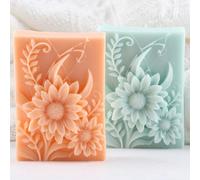 XIAOSHUI Stampo per candele a girasole Stampo in silicone per candele rettangolari girasole Stampo per fusione in resina per candela Decorazione domestica Stampo per candele Stampo per aromaterapia