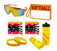 XIAOSLMP Set di accessori per softball, da uomo e da donna | Con occhiali da sole UV, custodia trasparente, elastici per capelli, fasce per capelli, bottiglia a tenuta stagna da 600 ml e