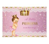 Xiaoterna 1,5x1m Piccola principessa Doccia per bambini Sfondo Corona reale rosa pizzo ragazza sfondo fotografico Sfondo corona punti d'oro Sfondo per festa di compleanno Decorazione