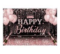 Xiaoterna 1,5x1m Sfondo di compleanno in paillettes glitterate per ragazze Rosa rosa Corona Palloncino Champagne Diamanti scintillanti sfondo fotografico Decorazioni per il compleanno della neonata