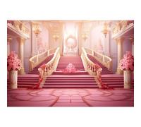 Xiaoterna 1,5x1m Sfondo di palazzo di lusso Edifici reali bianchi scale sfondo fotografico Castello del paese delle meraviglie Fiori rosa sfondo Adulti Bambini Ritratti Foto Puntelli