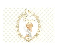 Xiaoterna 1,5x1m Sfondo Mi Bautizo Dio benedica Sfondo fotografico per la prima comunione Piccolo angelo Bianco neonato Doccia per bambini Sfondo Decorazioni per feste di compleanno