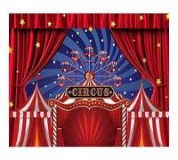 Xiaoterna 2,2x1,5m Bienvenido al Carnaval Telón de fondo Circo Rojo Fondo Noche de Carnaval Noria Rojo Blanco Rayas Carpa Estrellas Fotografía Fondo Adultos Niños Retrato Foto Atrezzo