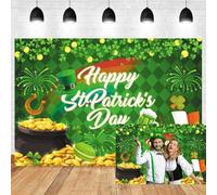 Xiaoterna 2,2x1,5m Buon San Patrizio Sfondo Trifoglio verde Monete d'oro Birra Fuochi d'artificio Bandiera irlandese Torta Cupcake Giorno fortunato Sfondo fotografico Decorazioni per la festa