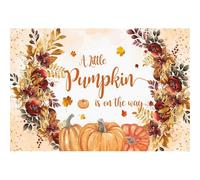 Xiaoterna 2,2x1,5m Sfondo per baby shower con zucche Una piccola zucca in arrivo Sfondo per fotografia neonatale Fiori autunnali acquerellati Decorazioni per festa rivelazione del sesso del bambino