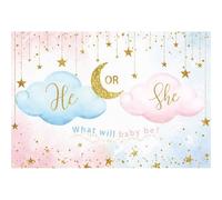 Xiaoterna 2,2x1,5m Sfondo per la rivelazione di genere Macchia d'oro Rosa e blu Nuvola Cosa sarà il bambino Sfondo fotografico Stella d'oro Luna neonato sesso rivelare sfondo Decorazione