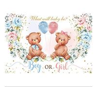 Xiaoterna 2,2x1,5m Sfondo rosa e blu per la rivelazione di genere Ragazzo o ragazza genere sfondo fotografico Orso palloncini sfondo Decorazioni per la festa della rivelazione di genere del neonato