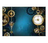 Xiaoterna 2,2x1,5m Sfondo Steampunk antico Orologi in metallo Quadranti Ingranaggi Interruttori Rivoluzione industriale Sfondo fotografico Dispositivi Era del vapore Decorazioni per feste