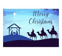 Xiaoterna 2,5x1,8m Buon Natale Sfondo della Natività Nascita di Gesù Sfondo fotografico con cielo blu Vista notturna del deserto Cottage con stelle scintillanti sacre Chiesa Religione Decorazioni