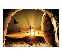 Xiaoterna 2,5x1,8m Sfondo di Pasqua Gesù Croce E' Risorto Sfondo fotografico Resurrezione di Gesù Sepolcro Colomba sfondo Decorazione religiosa del partito Bambino adulto Pasqua foto puntelli