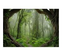 Xiaoterna 2,5x1,8m Sfondo foresta pluviale tropicale Foresta incantata Bosco Alberi verdi Sfondo fotografico Primavera Esterno Paesaggio naturale Avventura Decorazioni per feste di compleanno