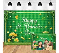Xiaoterna 2,5x1,8m Sfondo per il giorno di San Patrizio Pentola a forma di trifoglio piena monete d'oro Sfondo fotografico verde prato Baby shower per bambini Decorazioni per la festa di compleanno
