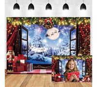 Xiaoterna 3,5x2,5m Sfondo natalizio Paesaggio invernale innevato Sfondo fotografico Foresta invernale Albero di Natale Pupazzo di neve Babbo Natale Renna Capodanno Decorazioni per feste in casa
