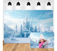 Xiaoterna 3x2,5m 3D Sfondo castello di ghiaccio invernale Paese delle meraviglie invernale Sfondo fotografico mondo di ghiaccio Bambini Natale Compleanno Baby shower Decorazioni per feste