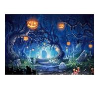Xiaoterna 3x2,5m Sfondo di Halloween Foresta dell'orrore Notte buia Glitter Zucca Lanterna Antico albero di legno sfondo fotografico Arco porta pietra croce tomba decorazione festa di Halloween