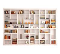 Xiaoterna 3x2,5m Sfondo moderno della libreria Moderna semplicità libreria bianca sfondo fotografico Libreria Libri Vaso Ufficio Sfondo per videoconferenza Bambini Adulti Ritratto Foto Puntelli