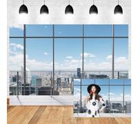 Xiaoterna 3x2,5m Sfondo moderno per ufficio Vista finestra Sfondo fotografico per videoconferenza Edificio moderno Paesaggio all'aperto Ufficio Camera sfondo Adulti ritratto foto oggetti di scena