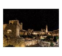 Xiaoterna 3x2m La Città Vecchia Gerusalemme Sfondo Torre di Israele Muro di pietra vintage Paesaggio urbano Vista notturna Sfondo fotografico Siti storici Terra Santa Chiesa Decorazioni per feste