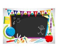 Xiaoterna 3x2m Lavagna scolastica Sfondo Acquerello lavagna penna carta aeroplano globo sfondo fotografico Fondale di benvenuto alla scuola materna Studente bambino ritratto foto oggetti di scena