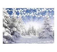 Xiaoterna 3x2m Paese delle meraviglie invernale Sfondo Paesaggio boschivo innevato Fiocco di neve Sfondo fotografico Paesaggio innevato natalizio Pini Decorazioni per la festa di Capodanno