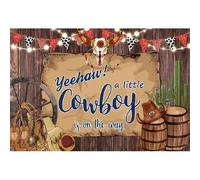 Xiaoterna 3x2m Sfondo di buon compleanno Cowboy selvaggio occidentale Doccia per bambini Sfondo fotografico Occidente selvaggio Sfondo con cappello a stivale e cactus Decorazione