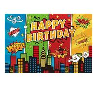 Xiaoterna 3x2m Sfondo di buon compleanno Edifici Boom Buon Compleanno Fotografia Sfondo Super città Boom sfondo Decorazione per la festa di compleanno della ragazza e del ragazzo