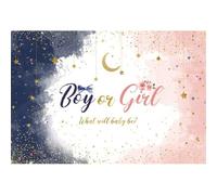 Xiaoterna 3x2m Sfondo per la rivelazione di genere Blu o rosa Maschio o femmina Cosa sarà il bambino Piccola stella Luna Sfondo fotografico Macchia d'oro Fiore d'oro stelle nuvola sfondo