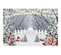 Xiaoterna 4,5x3m Sfondo del paese delle meraviglie d'inverno Scena di neve bianca Alberi della foresta Sfondo fotografico all'aperto Paesaggio naturale Fiocco di neve Decorazioni feste di Natale