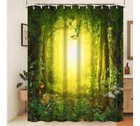 Xiaoterna Fiaba Fantastica Foresta Tenda da doccia Fantastico bosco giungla tenda da bagno paesaggio naturale alba tenda da doccia Tessuto impermeabile lavabile in lavatrice 180x200cm