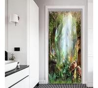 Xiaoterna Foresta delle fiabe Tenda da doccia Bosco incantato primaverile Fungo Tenda da bagno impermeabile Alberi della giungla Fiori Flora Farfalla in poliestere Decorazione per la casa 90x180cm