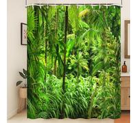 Xiaoterna Piante Tenda da doccia Primavera Paesaggio della giungla Tenda da bagno 3D Natura scenario foresta tropicale albero primavera paesaggio Tenda da doccia resistente alla muffa 150x180cm