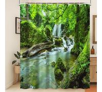 Xiaoterna Piante Tenda da doccia Verde Natura Foresta Giungla Tropicale Foresta Pluviale Estate Paesaggio Tenda da Bagno Primavera foresta cascata Tenda da doccia resistente alla muffa 120x200cm