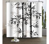 Xiaoterna Tenda da doccia con piante floreali Asiatico cinese bambù tenda da bagno Orientale cinese inchiostro pittura classica arte Bamboo tenda da doccia Decorazione bagno impermeabile 105x160cm