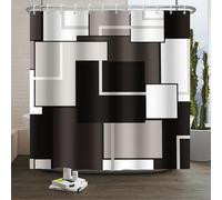Xiaoterna Tenda da doccia geometrica Astratto Nero Bianco Grigio Tenda da bagno Geometria moderna e semplice Patchwork impermeabile Tenda da doccia lavabile per la decorazione del bagno 240x180cm
