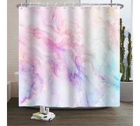 Xiaoterna Tenda da doccia in marmo Blu Rosa Viola Oro glitterato Tende da doccia in marmo Lusso acquerello inchiostro arte tende da bagno Tessuto impermeabile lavabile Decorazione bagno 180x220cm
