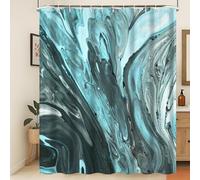 Xiaoterna Tenda da doccia moderna e lussuosa in stile astratto Verde scuro Struttura marmorizzata Tenda da bagno Minimalismo 3D Sfumatura ombreggiata Lavabile Decorazione per il bagno 120x200cm