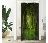 Xiaoterna Tenda da doccia primavera Tenda da doccia della giungla della fantasia della foresta magica Tenda da bagno paesaggio naturale Tessuto impermeabile lavabile in lavatrice 90x180cm
