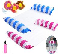 XIAOTU 2 Pack Letto Galleggiante, Gonfiabile Amaca 4 in 1 Sdraio, Nuoto per Adulti e Bambini Portabevande + Pompa Infalata