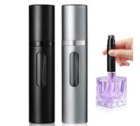 xiaowanwan 2 Pezzi 5ml Atomizzatore Profumo,Dispenser Profumo da Viaggio,Mini Atomizzatore di Profumo Ricaricabile,Bottiglia Spruzzino Profumo Portatile (Nero+Grigio)