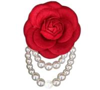 Xiaoxiangfeng petto fiore retrò squisito camelia bianco e nero spilla perla perla spilla braccialetto, Zinco