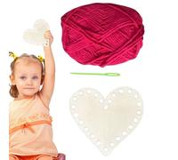 XIAOXIAOYU Base per maglieria a forma di cuore in legno, fondo a cestello per uncinetto | Set base in legno per maglieria artigianale | Tagliere da maglia fatto a mano con filo di cotone e ago